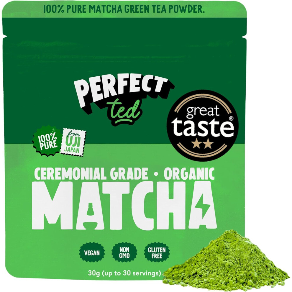 Perfect Ted Powder | Organic 30G | Organic Ceremonial Grade | Japanese Matcha Tea Powder | Matcha Fuel | (30 Servings)