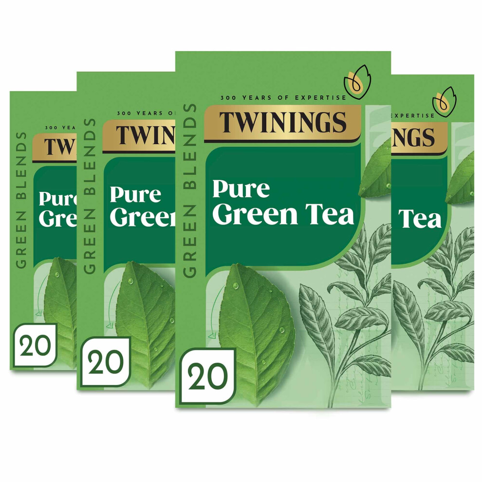 Twinings Pure Tea 80 Tea Bags (Pack Of 4 X 20 Tea Bags) Green