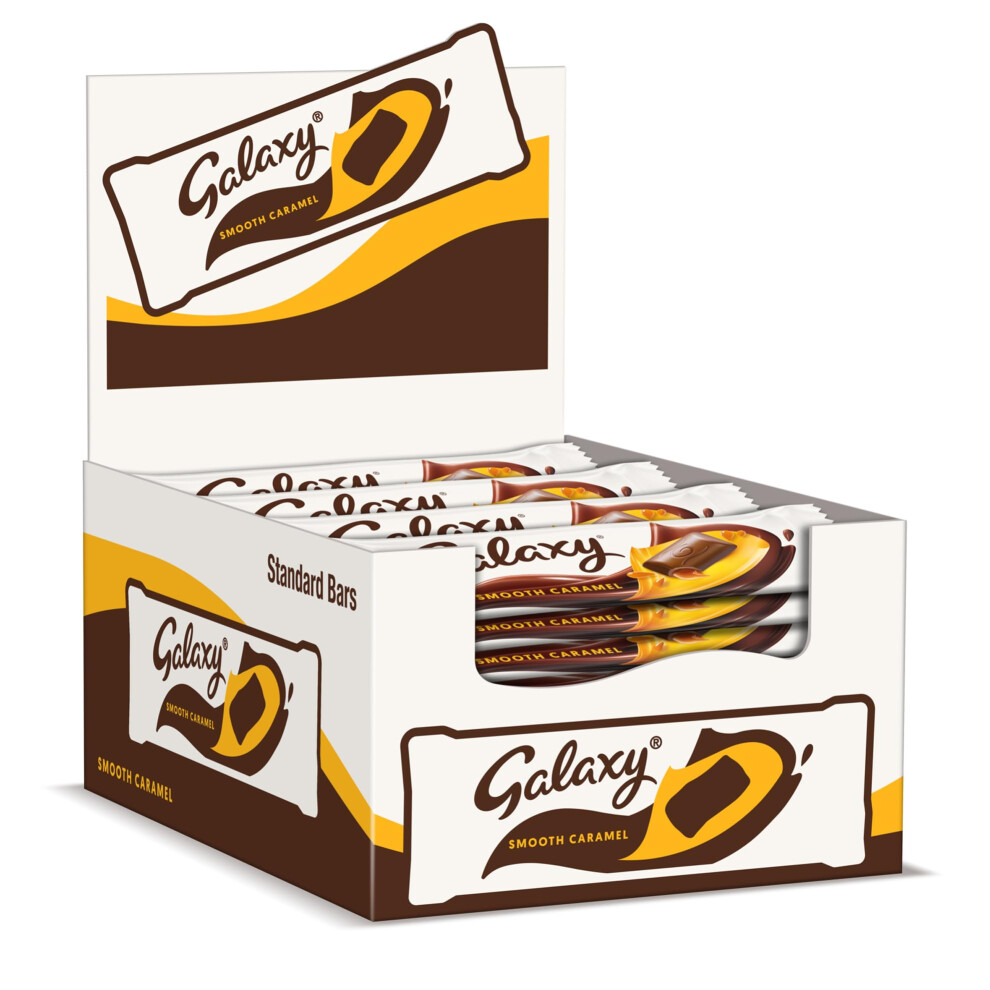 Galaxy Chocolate Bars, Smooth Caramel & Milk Chocolate Bulk Box, 24 x 48g, Ideal for Gift, Snacks or Hamper