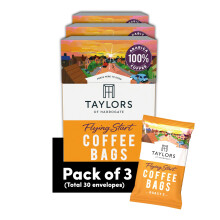 Taylors of Harrogate Flying Start Coffee Bags, 3 Boxes of 10 (Total 30 Bags)