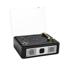 Bluetooth Desktop CD Players for Home Built-in Speakers Rechargeable Headphone Jack Vintage Player Brown Black
