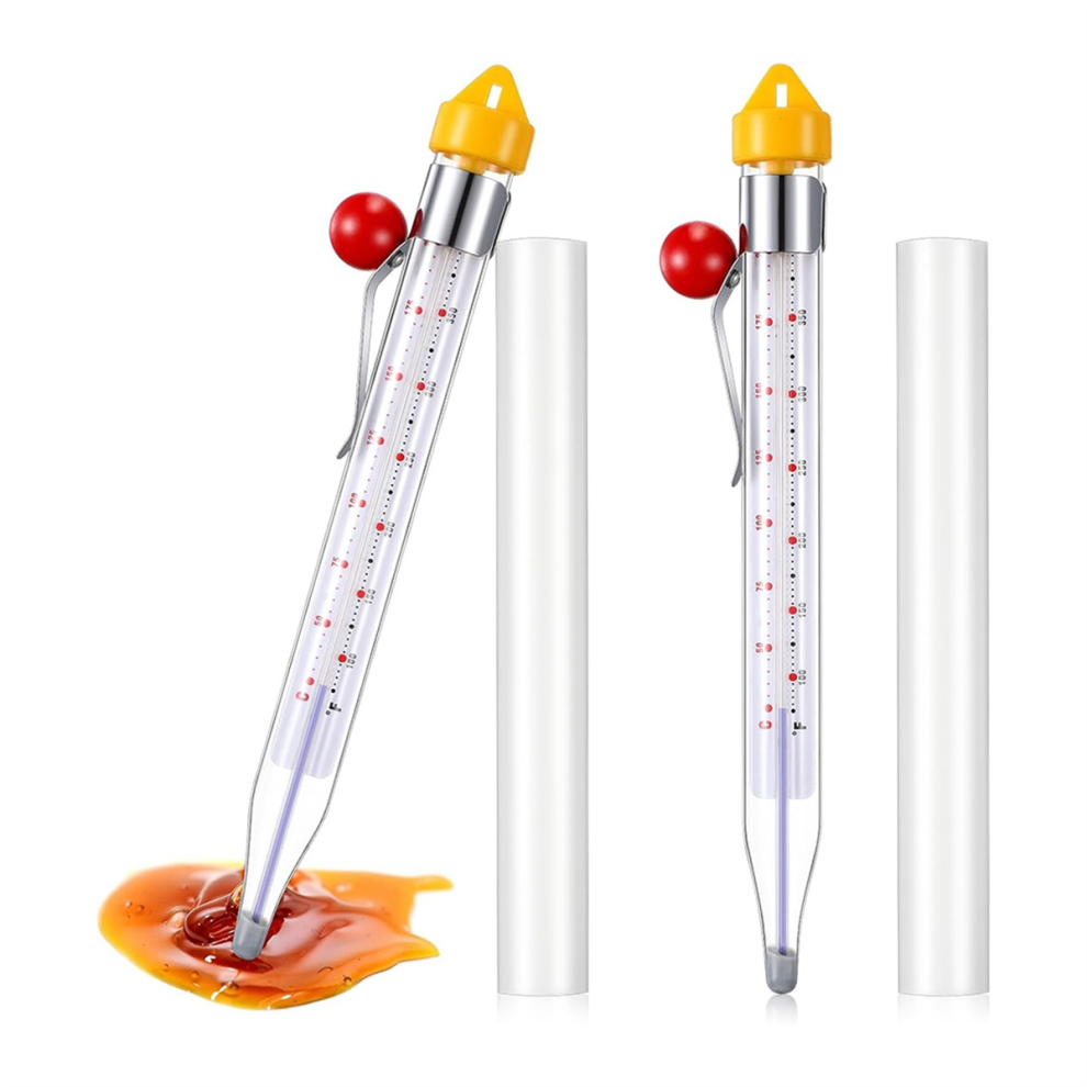 2Pcs Candy Thermometer with Pot Clip 8inch Deep Fry Oil Thermometer Instant Read Cooking Food Thermometers Sugar Syrup
