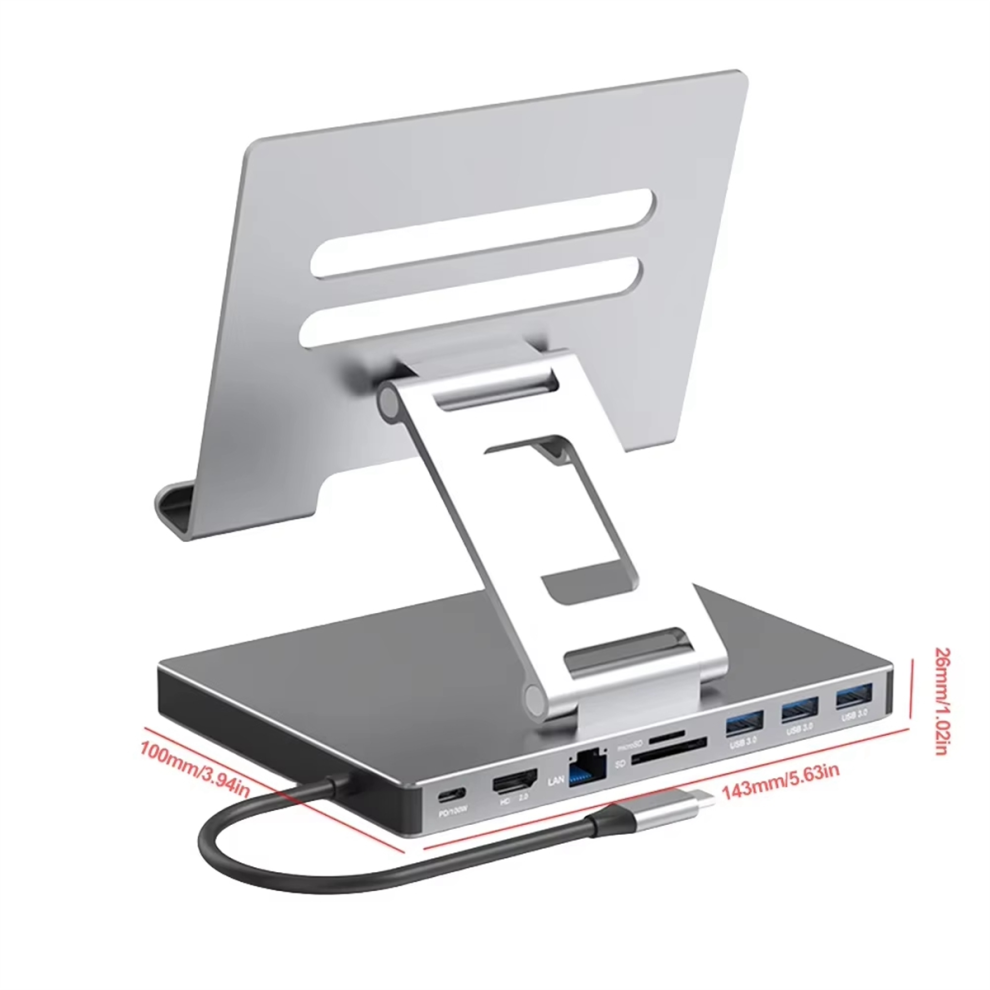 Docking Station Laptop Stand Aluminum Alloy Multi Port Hub Pd Usb3.0 Stand Sd Tf Slot Gigabit Ethernet Docking Station,A 4851067628463