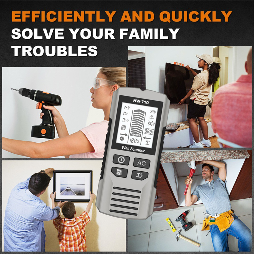 Stud Finder Wood Studs Metal Detecion Detection Live Cable Metal Depth Measurement Finder Wall Detector Scanner Hw-710 4851067630046