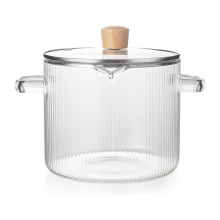 Glass Cookware Simmer Pot, Glass Cooking Pot with Lid-1.8L(60oz) Heat Borosilicate Glass Cookware Stovetop Pot