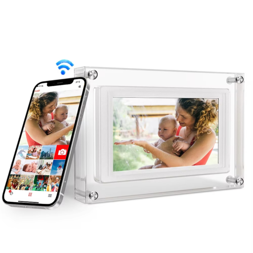 Porta-retrato digital inteligente Cloud Touch com WiFi de 5 polegadas, 1280x720 IPS HD, 32 GB de armazenamento USB 2