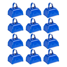 Cencerros de metal para eventos deportivos: 12 cencerros metálicos con asa - Pequeños y ruidosos, color azul