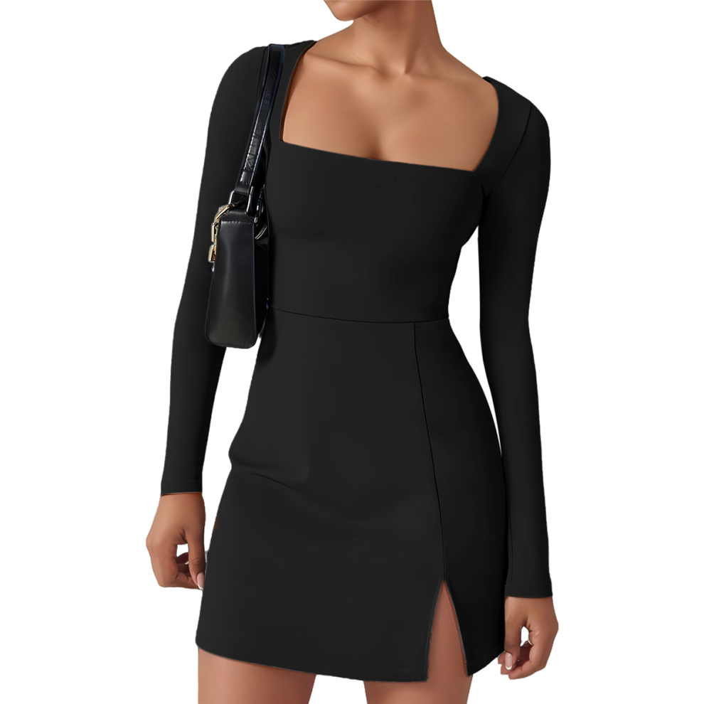 Robe à col carré noire XL