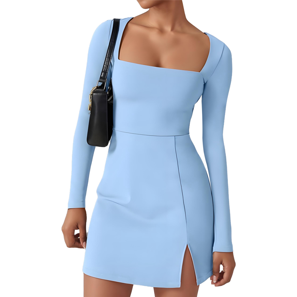 Robe à encolure carrée bleu clair S