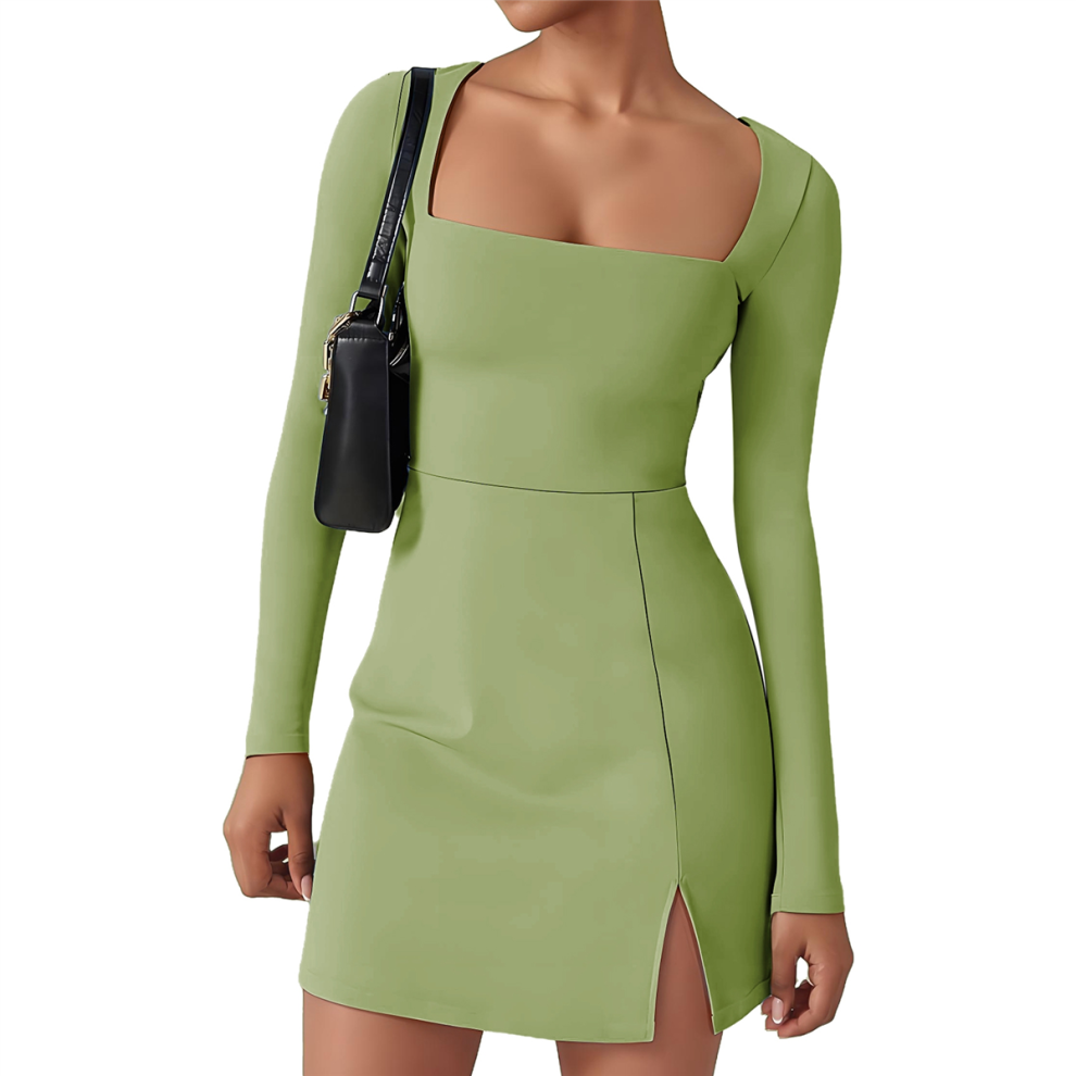 Robe à encolure carrée verte S