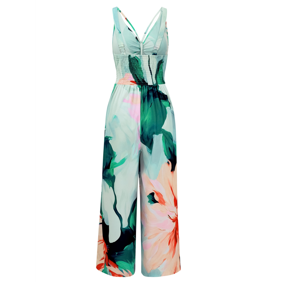 Printed Wide-Leg Jumpsuit Orange M-image-OPC-PGPJJS2-NEW