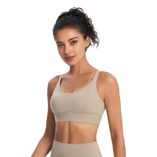 Racerback Sports Bra Khaki S 1