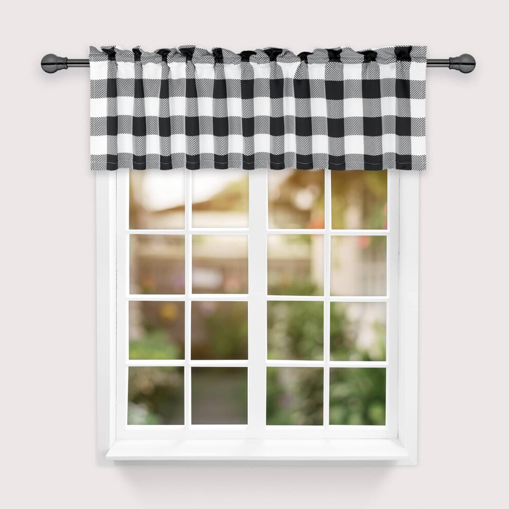 Eenvoudig Luxe Simple Deluxe Buffalo Plaid Blackout Valances Curtains For Kitchen Windows Living Room Farmhouse Bedroom Rod Pocket Kitchen