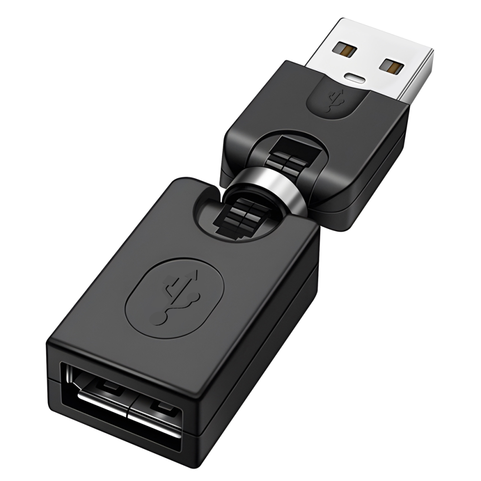 Usb 2.0 Male To Female 360 Degree Rotation Angle Extension Adapter Black 4851067650808