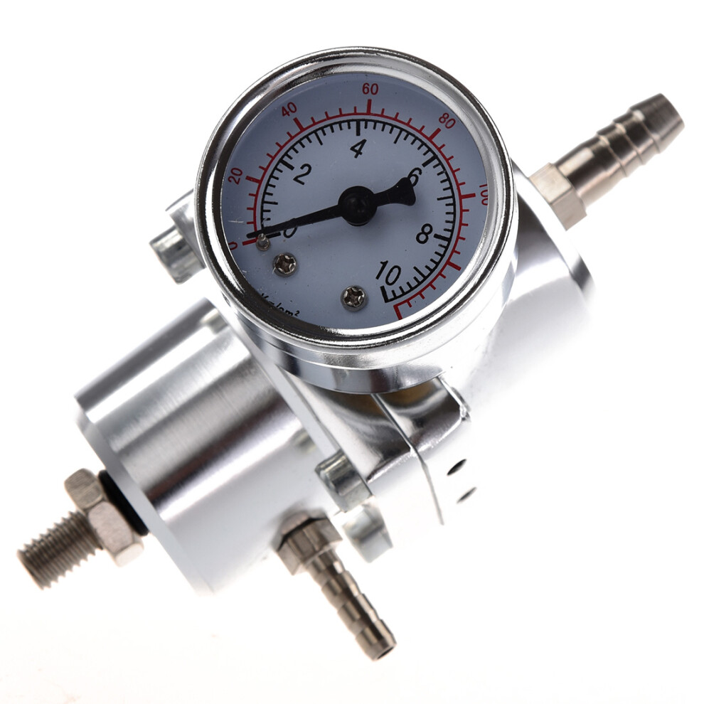 Universal Car Adjustable Fuel Pressure Regulator With Gauge Silver 4851067651447