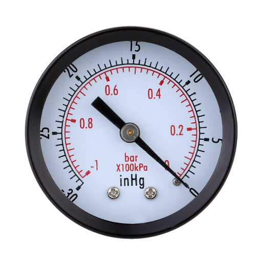 Μανόμετρο - 0 -30 inHg -1 bar Mini Dial Μανόμετρο κενού αέρα μανόμετρο διπλής κλίμακας Μαύρο 1