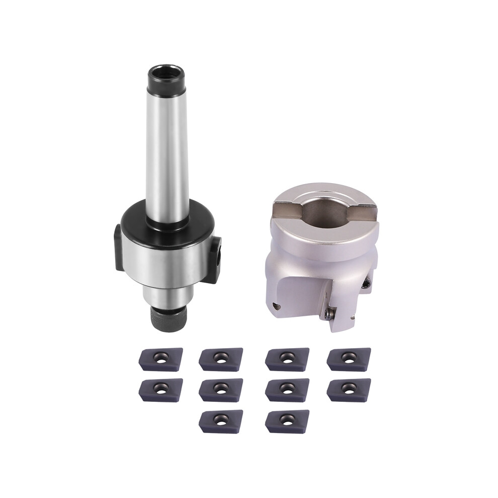 Fraise à queue plate MT2 M10 et 50 mm + 10 clés à inserts en carbure APMT1604 CNC