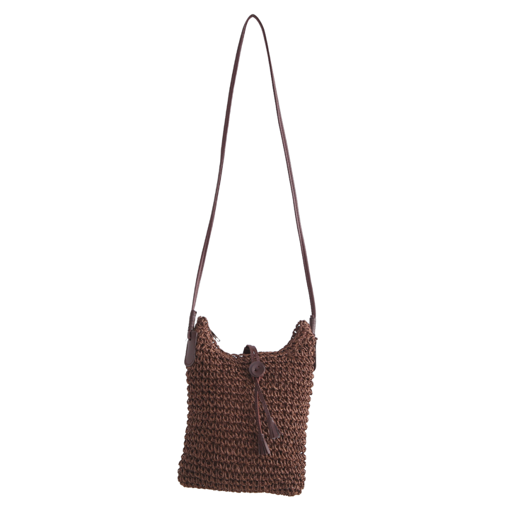 Sacs en tissu pour femmes, sacs à bandoulière en paille, sacs d'été en toile de jute, sac de plage et de voyage marron