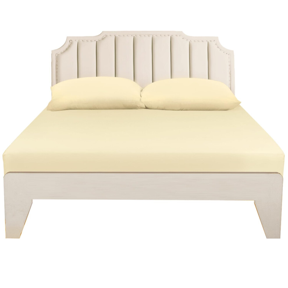 Drap-housse Lirex Queen Size 100 % coton    gyptien 300 fils/cm   , doux et respirant, 150 x 200 cm, blanc cr   me