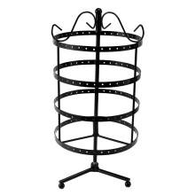 144 Holes Round Rotating Jewellery Display Stand Black Metal Earrings Holder Organizer Rack