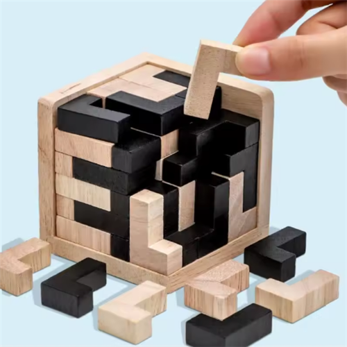 3D Cube Puzzle Luban Interlocking Creative Educational Wooden Toy 2