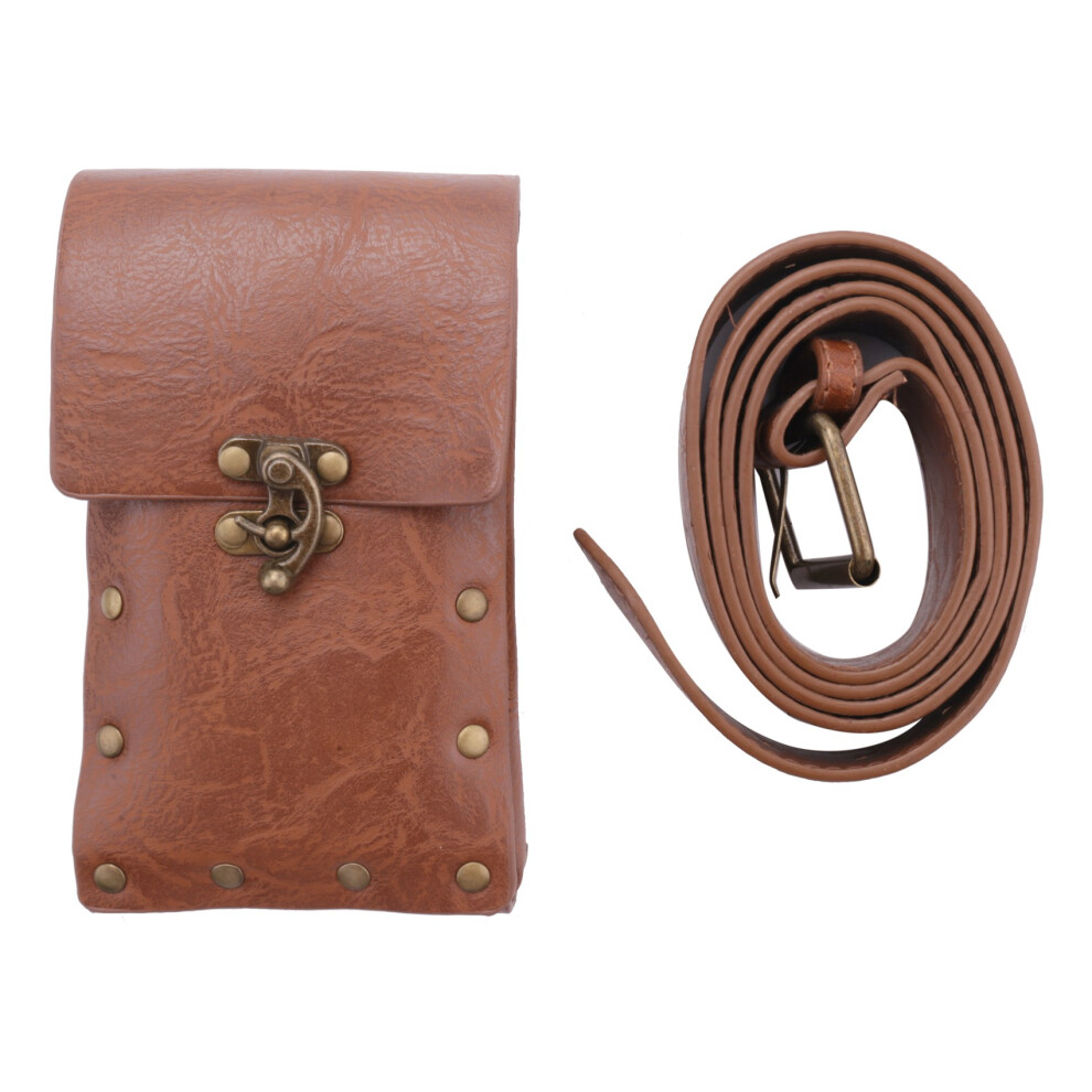 Medieval Renaissance Adult Male Knight Leather Vintage Pocket Belt Clothing Bag Brown-image-OPC-PGPJSGB-NEW