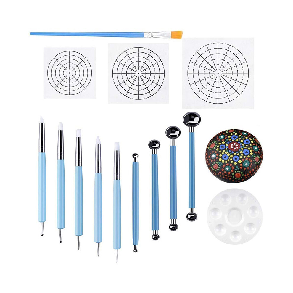 Typecat Set Of 14 Mandala Dotting Stencil Tools Rock Painting Kit Include Templates, Paint Tray,