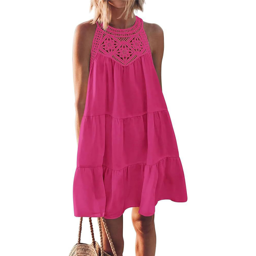 Dames kanten camisole rozerood S