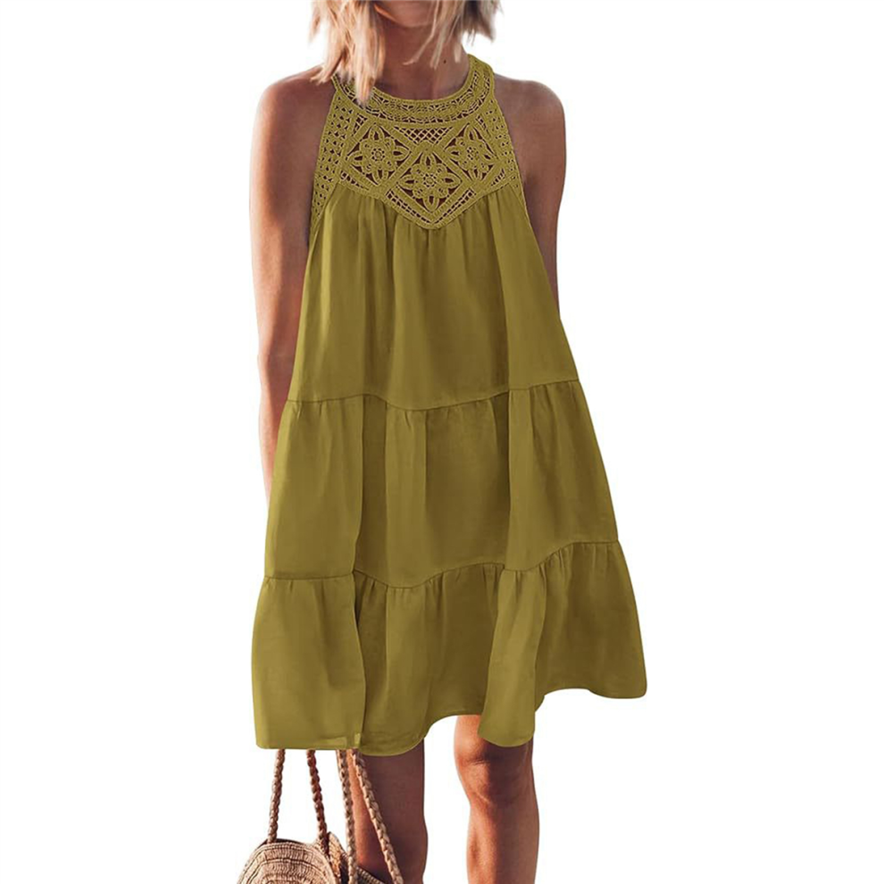 Caraco en dentelle pour femme jaune-vert XXL