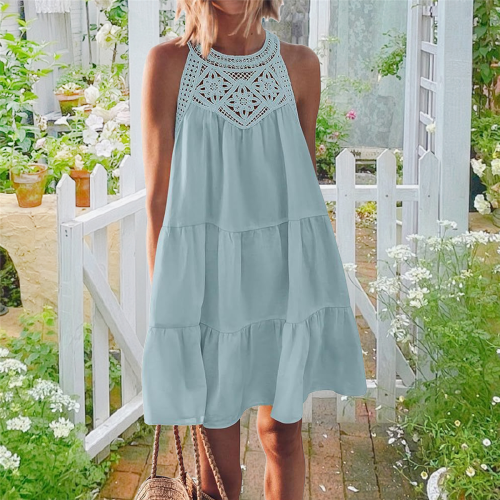 Dames kanten camisole lichtblauw S 2