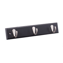 BIRDROCK HOME Modern 3 Hook Coat Rack - Black Finish - Satin Nickel Hooks