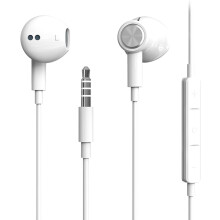(White) Hi-Res Extra Bass Earbuds Noise Isolating In-Ear Headphones Wired Earbuds with Microphone for iPhone, iPod, iPad, MP3, HUAWEI, Samsung