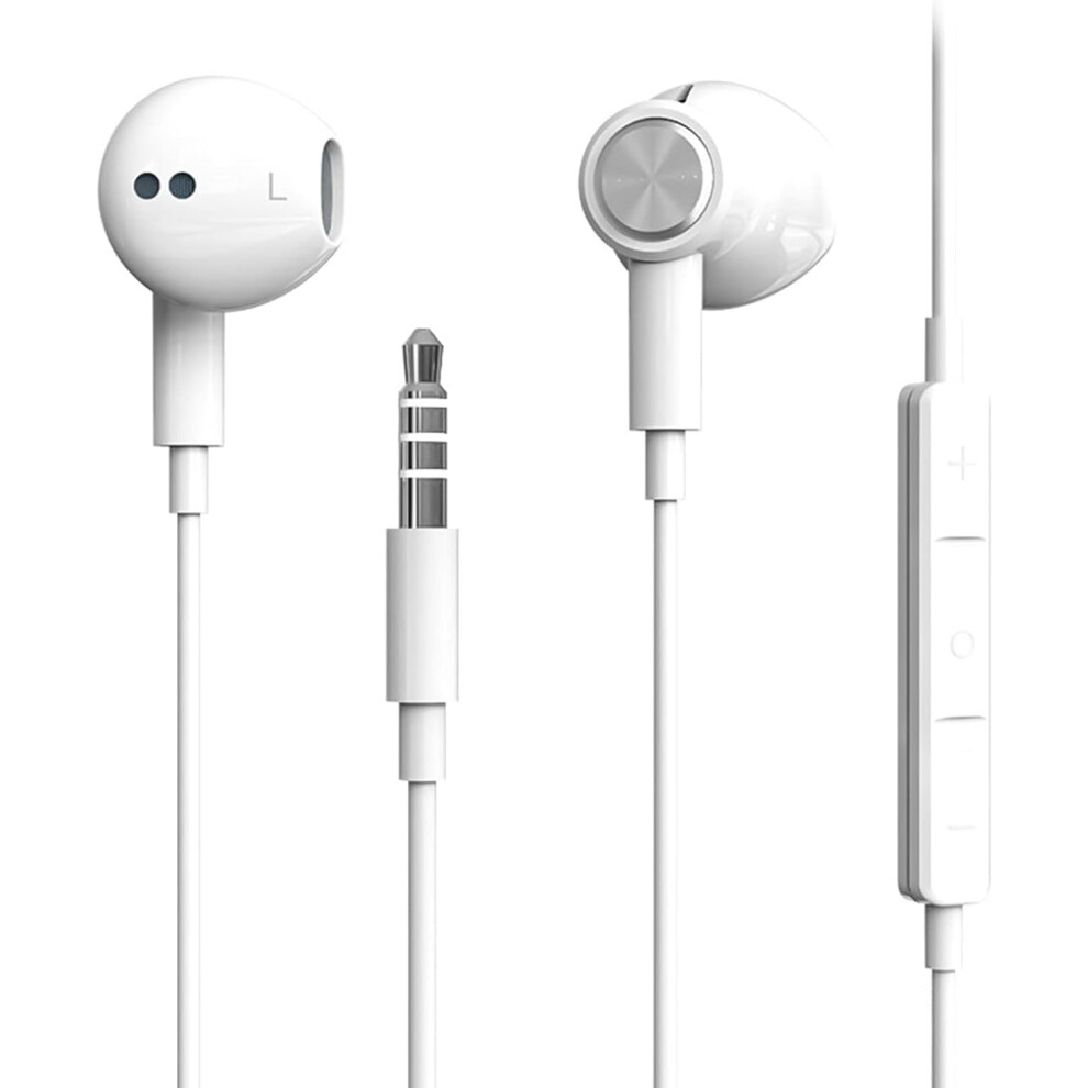(White) Hi-Res Extra Bass Earbuds Noise Isolating In-Ear Headphones Wired Earbuds With Microphone For Iphone, Ipod, Ipad, Mp3, Huawei, Samsung White 779747669626