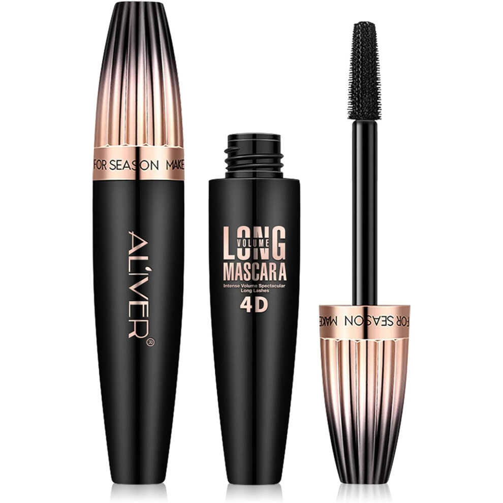Gogerstar Black Mascara 4D Silk Fiber Eyelash Mascara Waterproof, Longer & Thicker Lash, Extra Long Fiber Mascara And Thick, Long Lasting, Waterproof