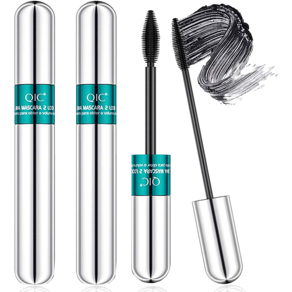 Gogerstar 2Pcs 4D Silk Fiber Lash Mascara,2 In 1 Thrive Mascara For Natural Lengthening&Thickening Effect,No Clumping Superstrong Waterproof No Toxic Mascara