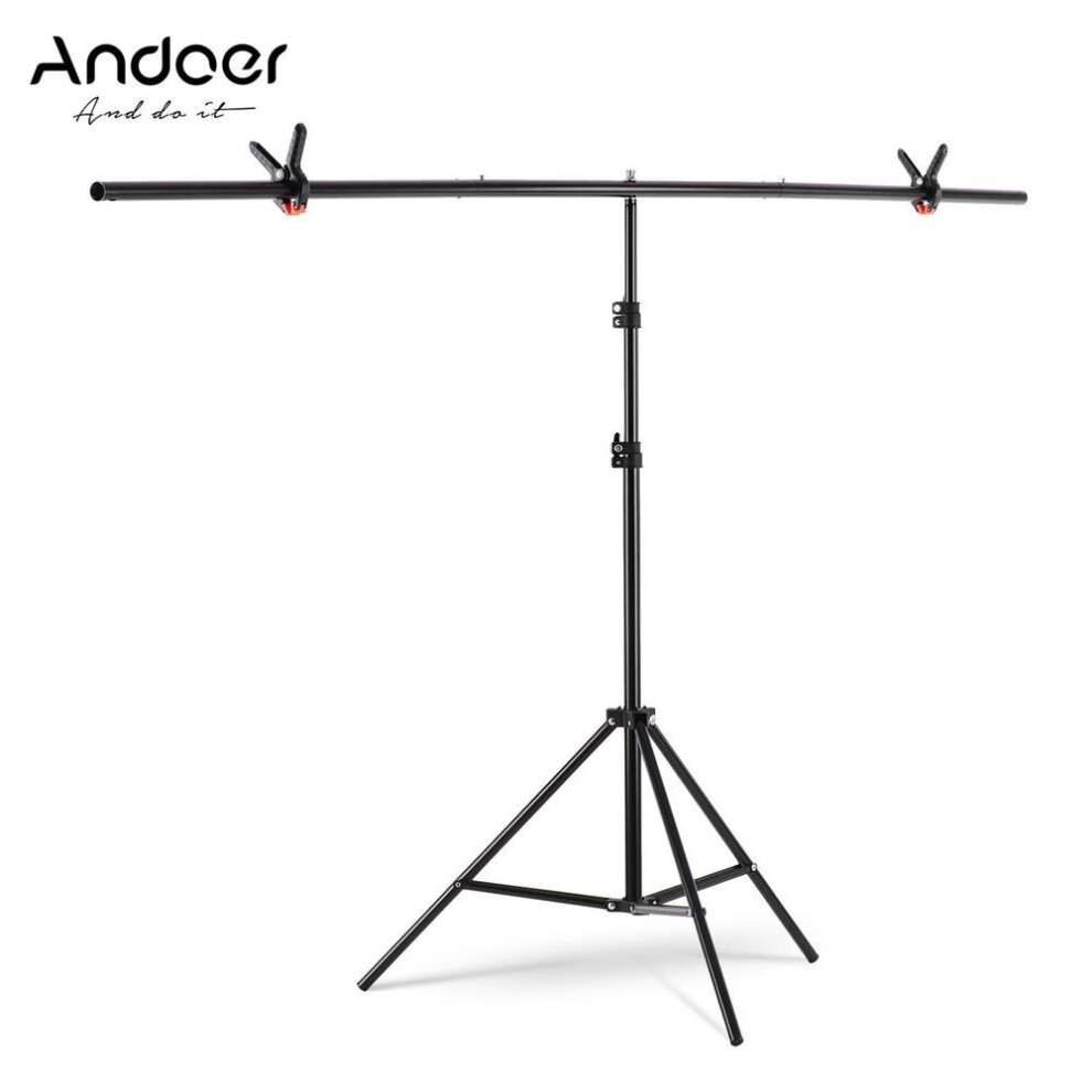 (black, 2m) T-shape Backdrop Stand Background Bracket Kit Aluminum Alloy Material Heavy Duty Portable Adjustable Height