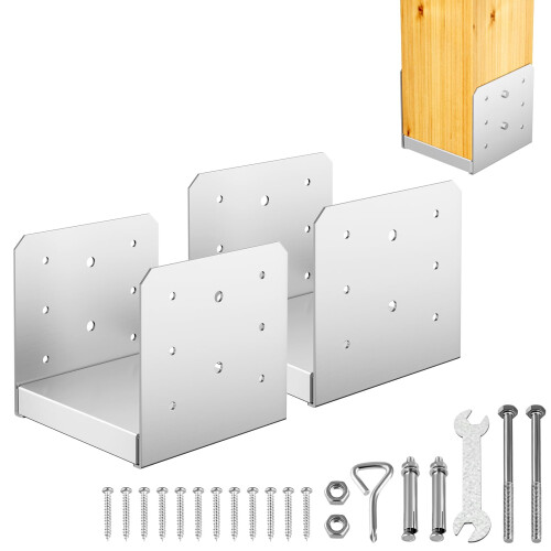 FMhotu 6"x 6" Βάση Στήλης, 2Τμχ Ρυθμιζόμενη Βάση Στήλης από Ανοξείδωτο Χάλυβα