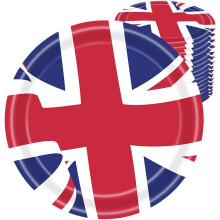 7" Union Jack Paper Plates,16Pcs King Charles III Coronation Souvenir 2023 Decorations Plates,British Party Decor UK Flag Plates for National Event