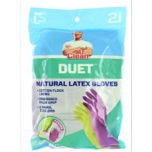 Mr. Clean Duet Natural Latex helmillä ranneke Puuvilla Flock Vuori Liukumaton Grip Käsineet Suuret
