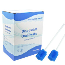 Munkcare cotonetes orais descartveis ????boca limpeza esponja cotonete azul esponja grossa em forma de flor de ameixa 150 contagens