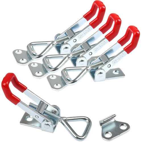 4Pcs Toggle Catch Latches 100Kg Holding Capacity Triangle Shaped Lever Latch Pull Action Quick Release Hasp Cabinet Claspfor Tool Boxes, Trunk, Cases 1