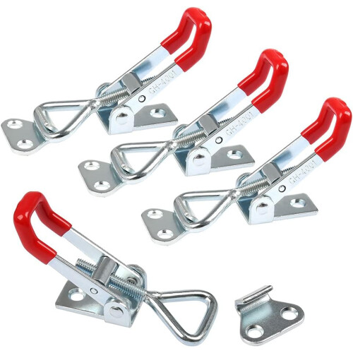 4Pcs Toggle Catch Latches 100Kg Holding Capacity Triangle Shaped Lever Latch Pull Action Quick Release Hasp Cabinet Claspfor Tool Boxes, Trunk, Cases