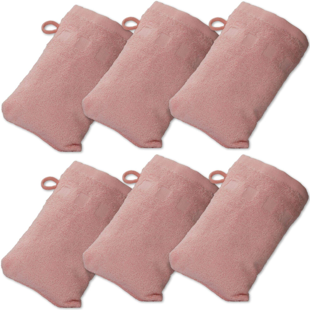 Kit de gants de toilette Made Easy - Paquet de 6 - (6"""""""" x 9"""""""") Gant de toilette de style europ   en avec boucle (Rose 6 x 9 pouces)