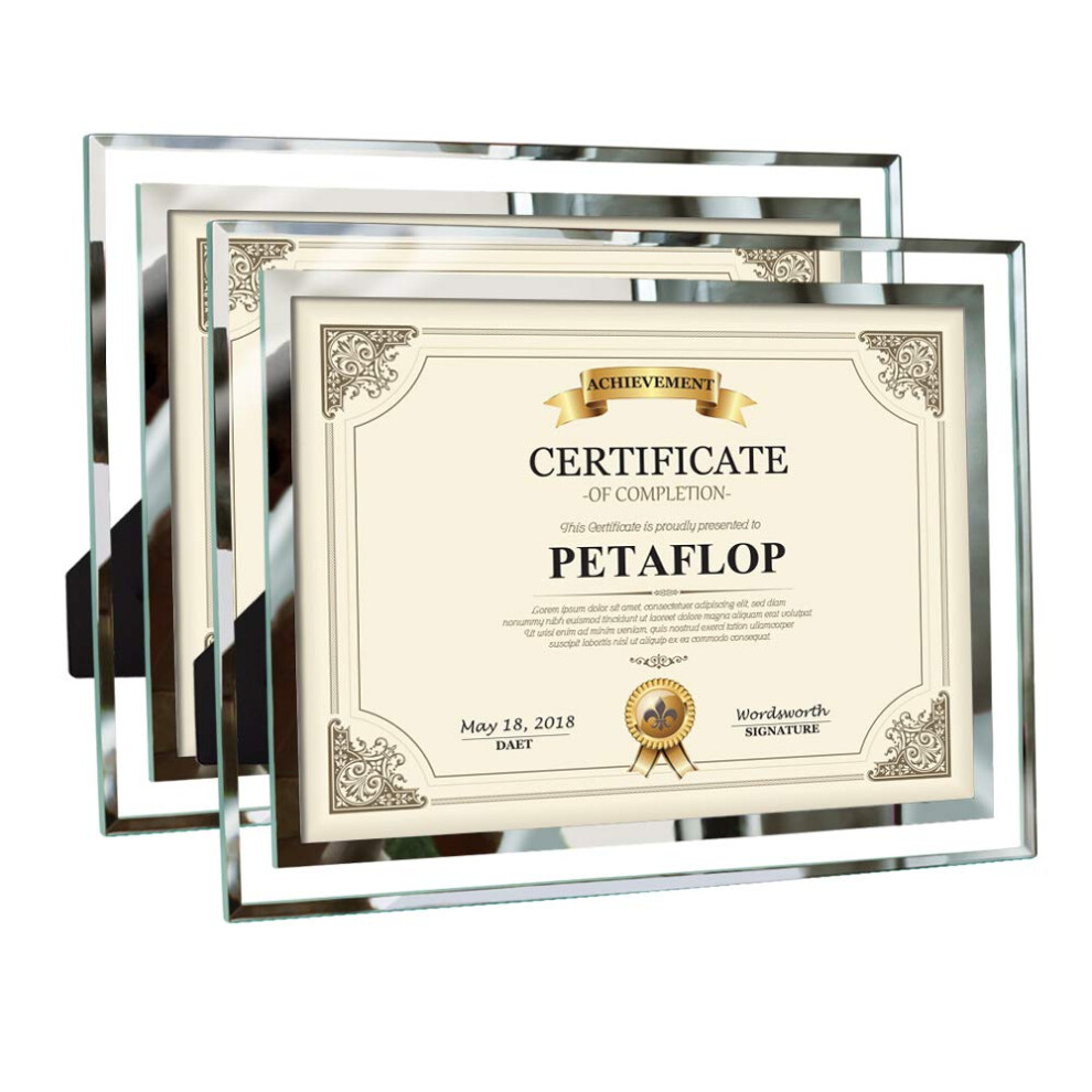 Cadres photo PETAFLOP 8,5 x 11 en verre transparent, 8,5 x 11, pour pr   sentation de table, lot de 2