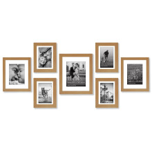 Americanflat 7 Pack Dark Oak Gallery Wall Frame Set - One 11x14 Frame Two 8x10 Frames and Four 5x7 Frames - Picture Frames Collage Wall De