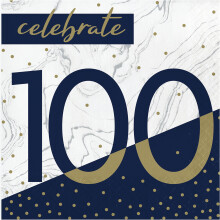 Creative Converting Marinblå och Guld 100-års Nappar, 6.5"