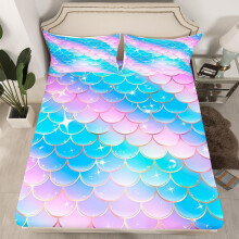 (Blue Pink, King(No Comforter)) Homewish Kids Bedding Set Double for Boys Girls Dolphin Fitted Sheet, Cute Dolphin Underwater Animal Theme Sheets Marine Life Sea Animal Print Bed