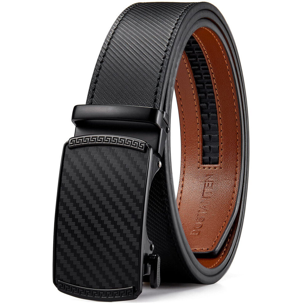 BOSTANTEN Mens Belt Leather Ratchet Dress Belt with Sliding Adjustable