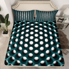 (Multi 04, King(No Comforter)) Turquoise Bed Sheets Double Geometric Fitted Sheet for Kids Boys Teen Men,Teal Stereoscopic Hole Bedding Set Abstract Geometrical Sheets 2 Pillow