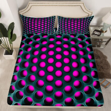(Multi 01, Single(No Comforter)) Turquoise Bed Sheets Double Geometric Fitted Sheet for Kids Boys Teen Men,Teal Stereoscopic Hole Bedding Set Abstract Geometrical Sheets 2 Pillow